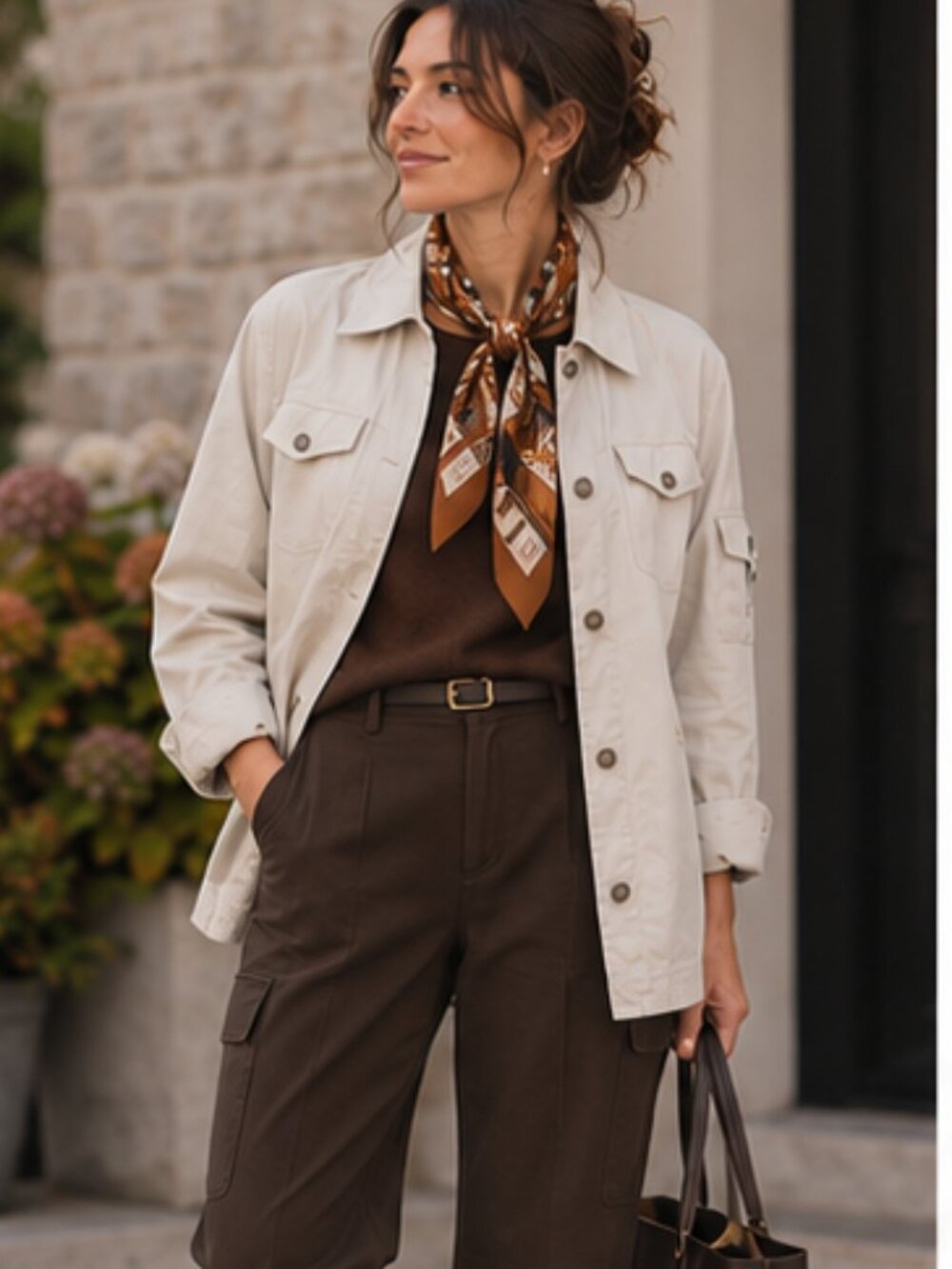 Light Beige Women's Button-Front Jacket
